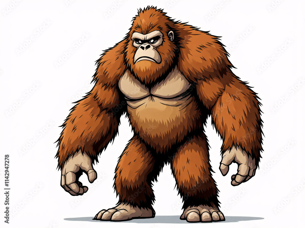 Fototapeta premium Cartoon illustration of an angry Bigfoot 