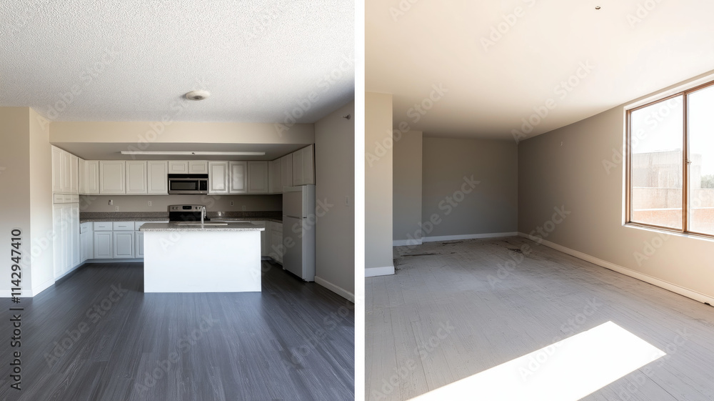 Before And After Of Modern Kitchen Apartment Room In Renovated House Before And After Of Modern Kitchen Apartment Room In Renovated House