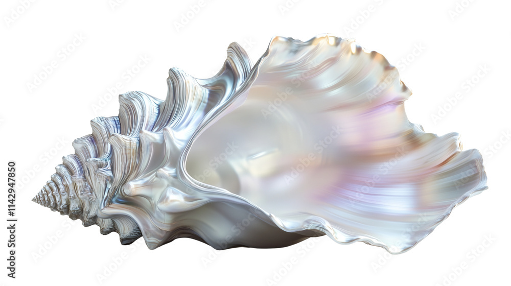 A Pearlescent Conch Shells with Intricate Natural Details Isolated on Transparent Background A Pearlescent Conch Shells with Intricate Natural Details Isolated on Transparent Background