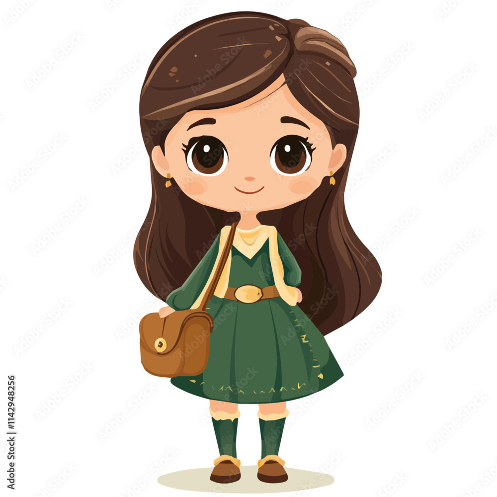 Vector Illustration of a Brave Girl with Fantasy Adventure Style and Mystical Aura Vector Illustration of a Brave Girl with Fantasy Adventure Style and Mystical Aura