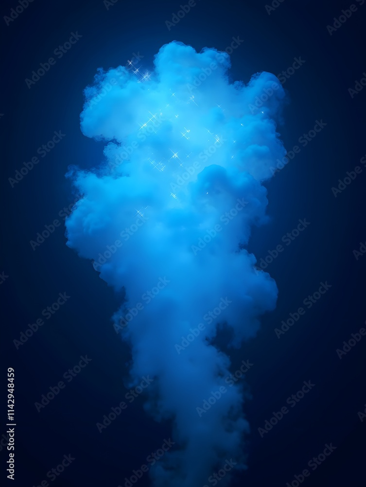 Magic blue cloud, smoke, fog, gas, smog with glitter, flare, sparkles, stars, particles. Abstract neon texture with light effect. Isolated transparent airy element on dark background. Magic blue cloud, smoke, fog, gas, smog with glitter, flare, sparkles, stars, particles. Abstract neon texture with light effect. Isolated transparent airy element on dark background.
