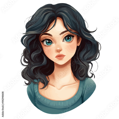 Vector Illustration of a Brave Girl with Fantasy Adventure Style and Mystical Aura