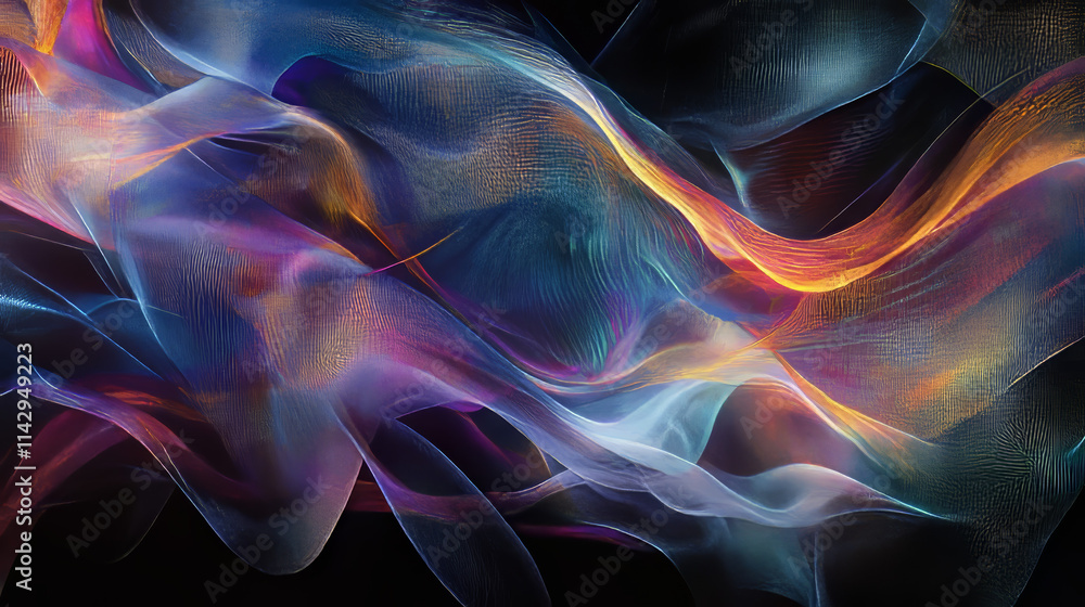Fototapeta premium Iridescent Mesh Wave Background: Digital Art, Abstract, Colorful, Gradient, Flowing