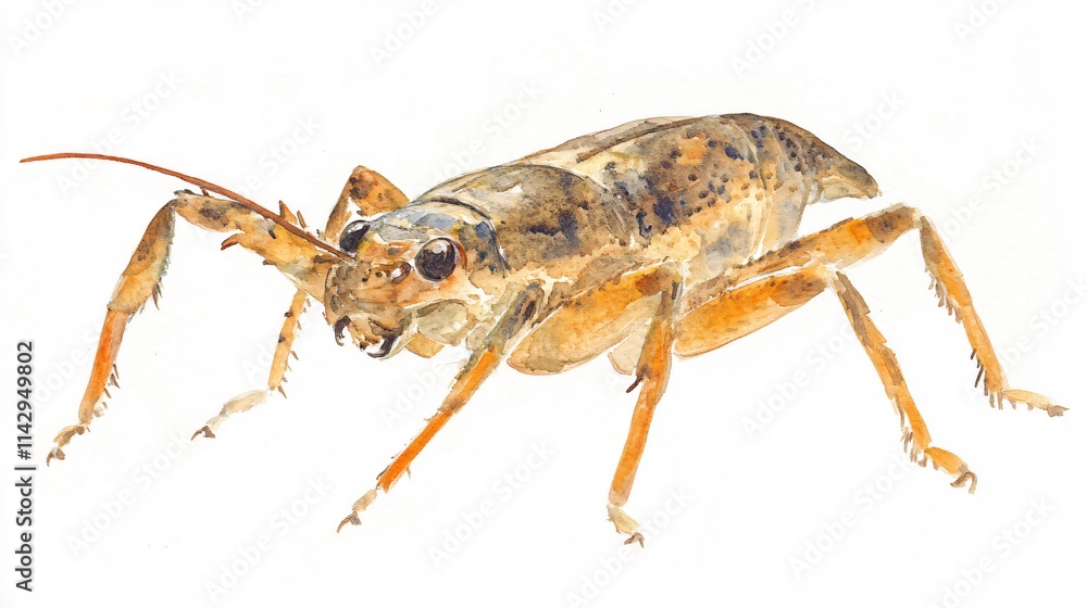 Expressive Watercolor Study of an Insect: A Detailed Portrayal of Nature's Tiny Wonders Expressive Watercolor Study of an Insect: A Detailed Portrayal of Nature's Tiny Wonders
