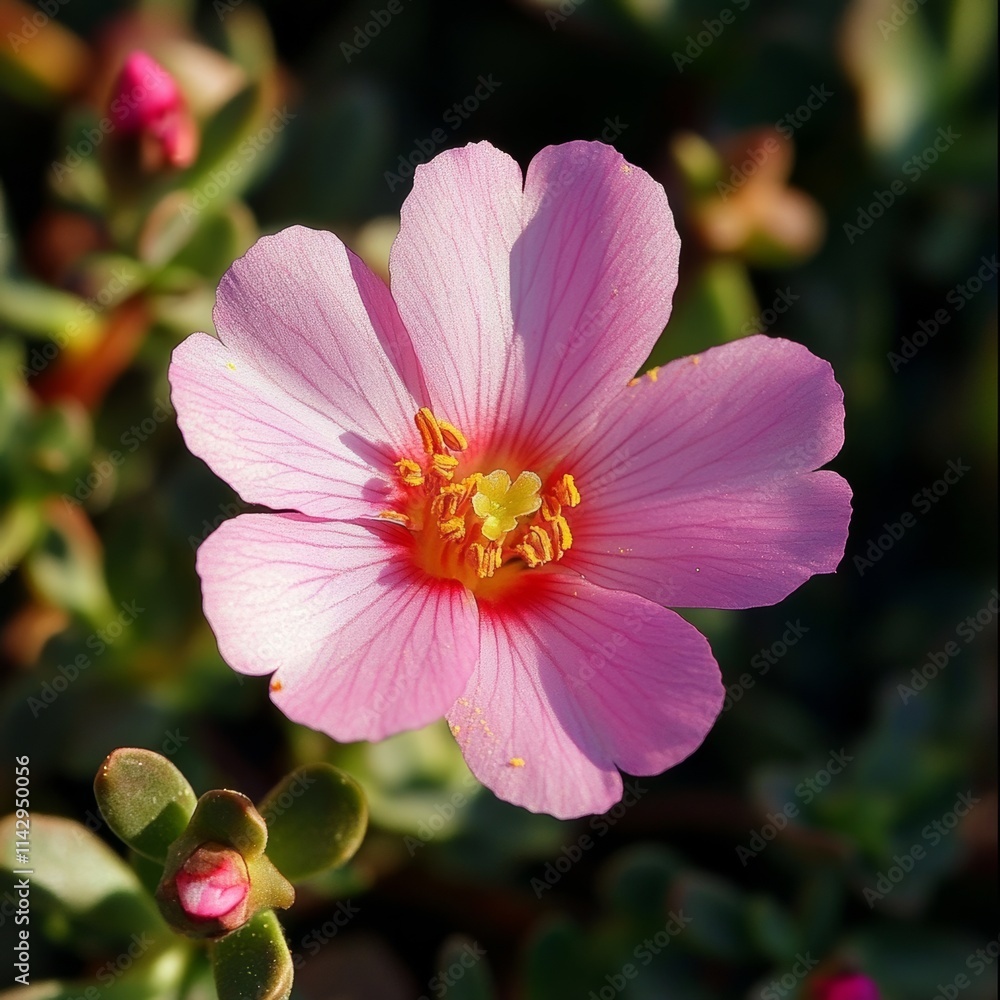 Pink Portulaca blooms in garden. Pink Portulaca blooms in garden.