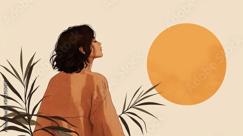 Embrace yourself: minimalist self love concept with warm tones for serenity and peaceful reflection