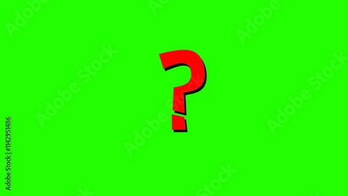 Green screen animation of red question mark or why symbol