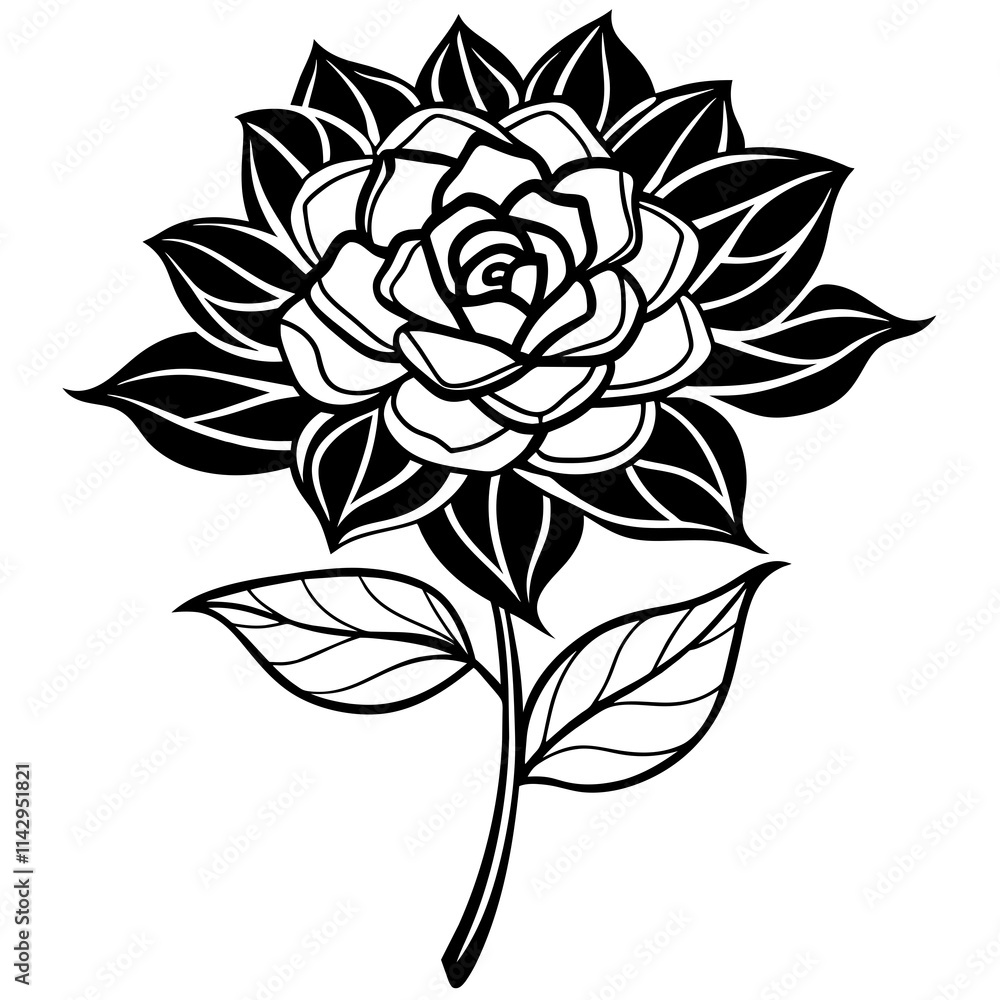 Obraz premium black and white rose flower vector illustration