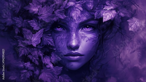 Enchanting forest fairy with purple tones magical mystical fantasy art for creative projects