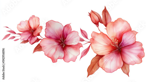 Floral boarder frame with white copy space background water color style.