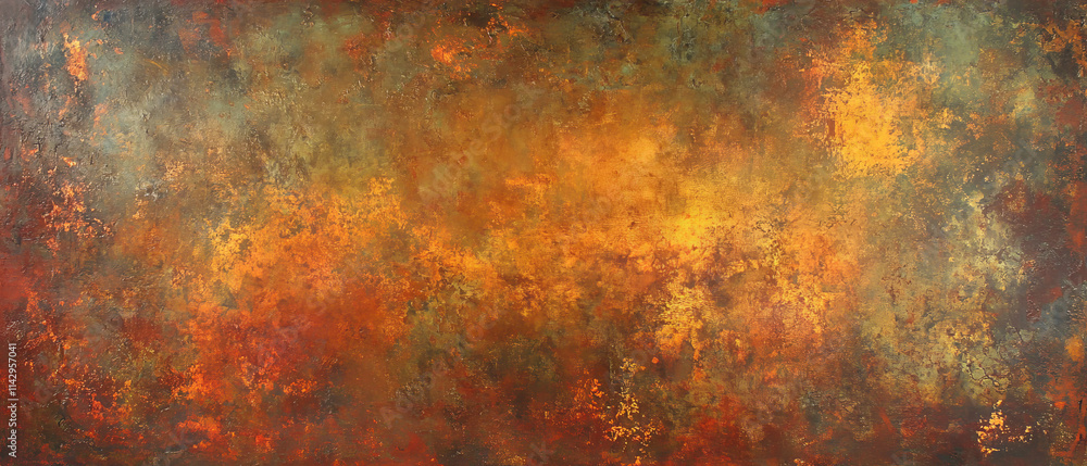 Fototapeta premium Rusty Metal Wall, Aged Appearance, Diffuse Light, Oil Painting Effect, Texture