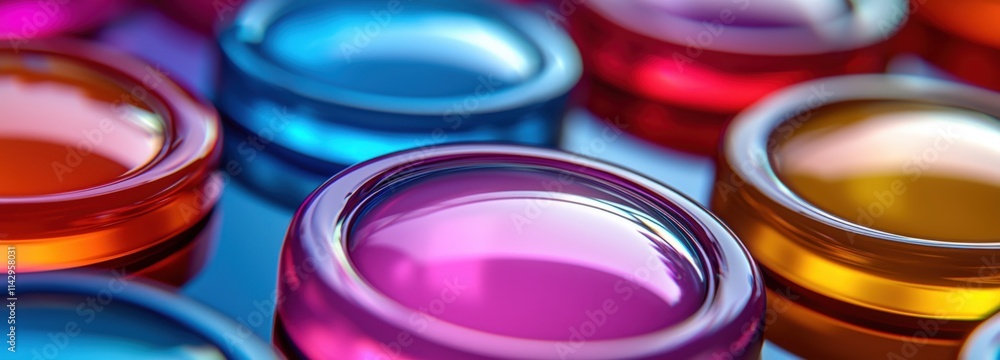 Vibrant macro of glossy buttons reflecting light in stunning detail Vibrant macro of glossy buttons reflecting light in stunning detail