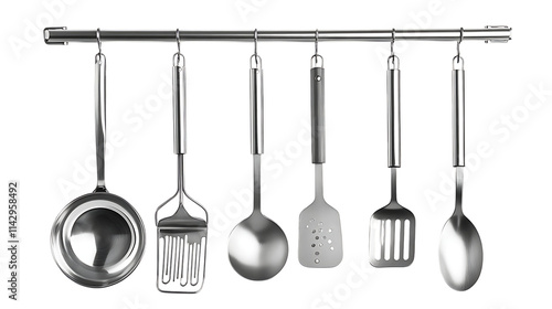 Foto kitchen spoon sets on transparent background.
