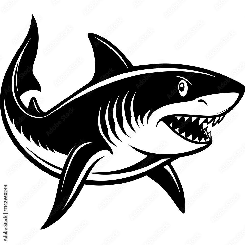 shark cartoon isolated on white shark cartoon isolated on white