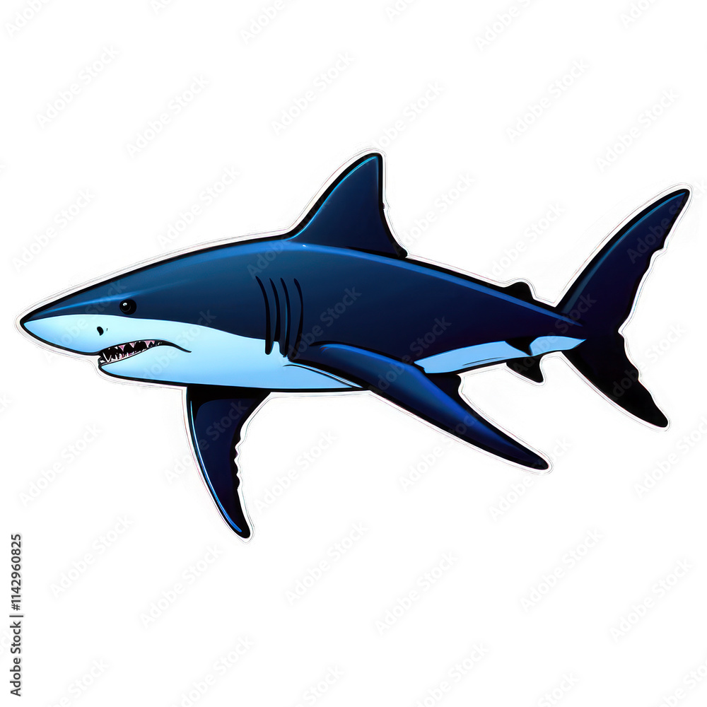 Sharp Blue Shark Digital Art Isolated Background Sharp Blue Shark Digital Art Isolated Background