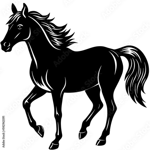 horse silhouette isolated on white