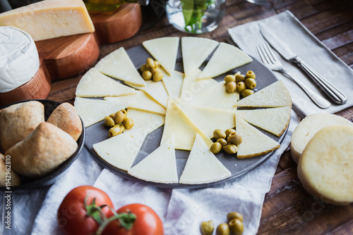 cheese plate with olives