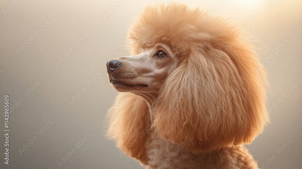 Elegant standard poodle in regal lion cut pose Elegant standard poodle in regal lion cut pose