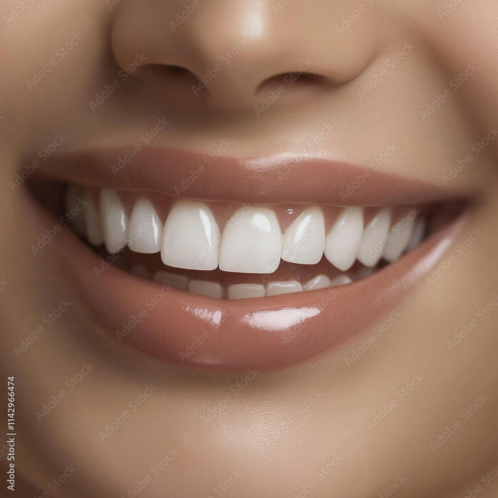 Obraz premium Close-Up of a Perfect Bright Smile with White Teeth