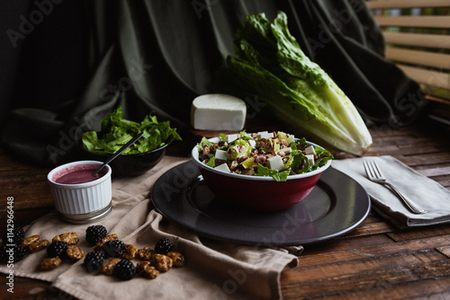 sweet fresh salad with feta cheese