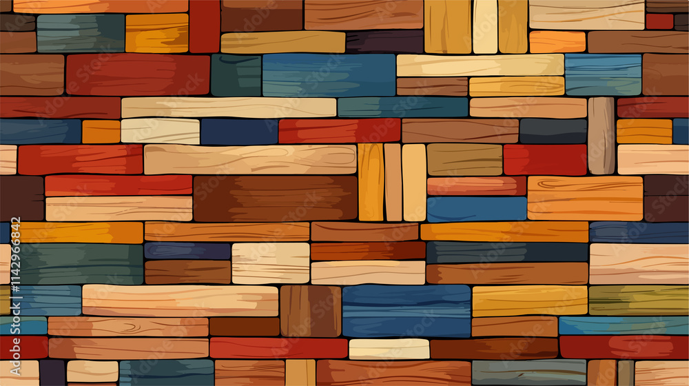Vibrant Wooden Mosaic Color Blocks Design Vibrant Wooden Mosaic Color Blocks Design