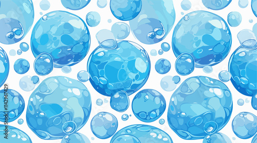 Blue Realistic Water Bubbles Seamless Pattern