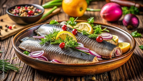 Swedish Surströmming, Fermented Herring, Deep Focus, High Resolution Food Photography, Scandinavian Cuisine, Traditional Dish photo