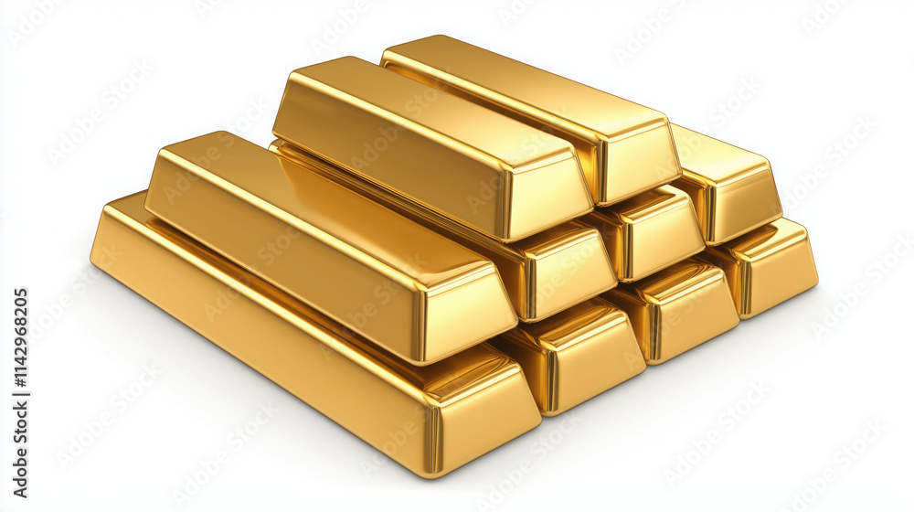 Stack of Gold Bars on a White Background Stack of Gold Bars on a White Background
