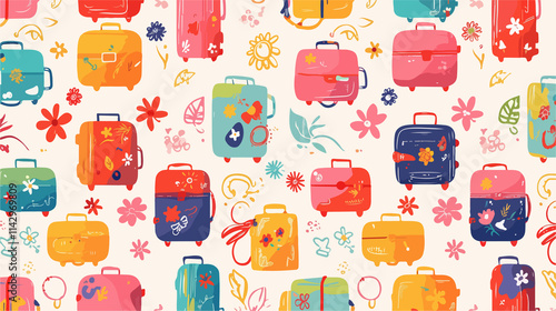 Colorful Doodle Suitcases for Travel and Luggage Bags