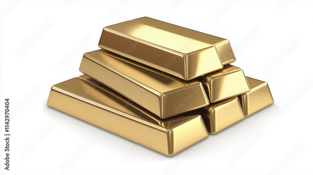 Stack of Gold Bars on a White Background Stack of Gold Bars on a White Background