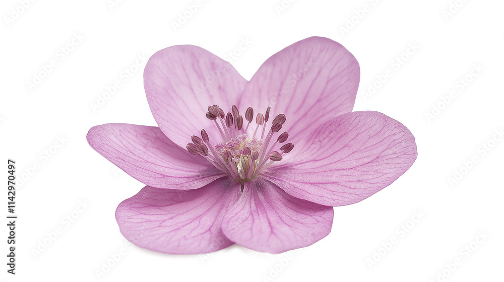 Purple hepatica flower isolated on white background Purple hepatica flower isolated on white background