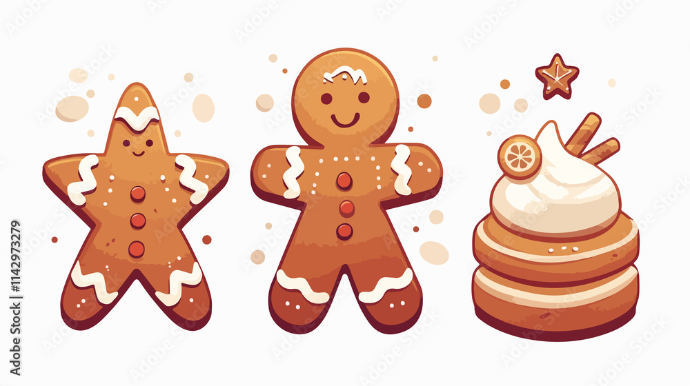 Gingerbread Man Vector Line Icon Isolated on White Background Gingerbread Man Vector Line Icon Isolated on White Background