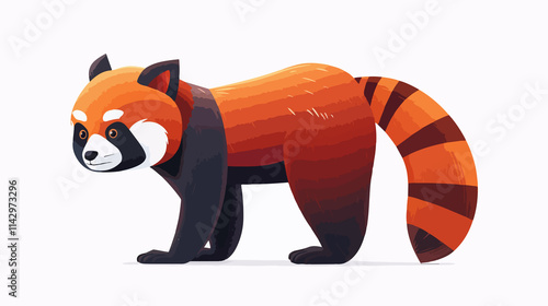 Cute Red Panda Illustration with Cartoon Style Focal Point and Bokeh Effect