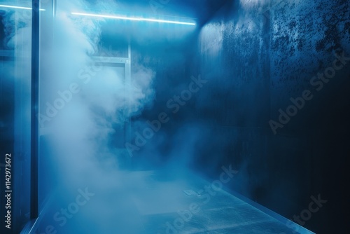 Cool mist captured subtly in cryotherapy booth with airy lighting photo