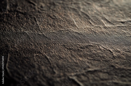 Texture of dark stone surface highlighting natural patterns and imperfections in natural light photo