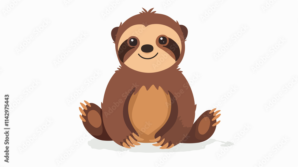 Small and Cute Sloth Sitting on the Floor Flat Vector Style Small and Cute Sloth Sitting on the Floor Flat Vector Style