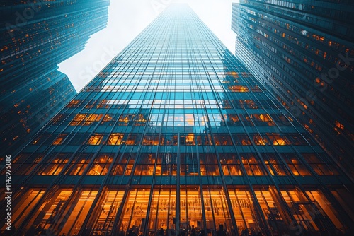 Wallpaper Mural Modern skyscraper with illuminated windows against a twilight sky Torontodigital.ca