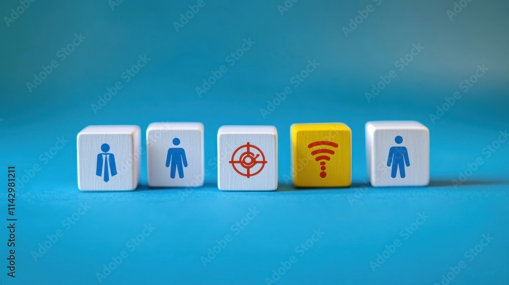 Obraz premium Targeted online recruitment; wifi symbol highlights ideal candidate among others.