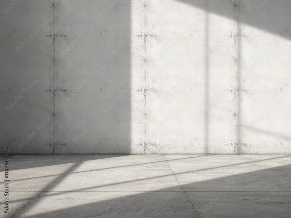 Empty concrete wall & floor, shadow overlay, product display background, minimalist, perspective, gray Empty concrete wall & floor, shadow overlay, product display background, minimalist, perspective, gray