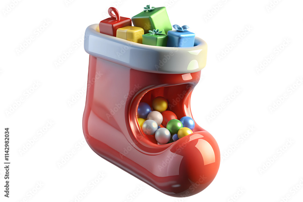Obraz premium Christmas Stocking Filled with Gifts and Candies - 3D Render