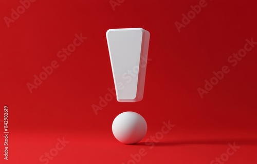 Wallpaper Mural White exclamation mark and ball against a bright red background in a minimalistic design Torontodigital.ca