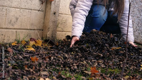 Wallpaper Mural Raking up pile of dead autumn leaves Torontodigital.ca