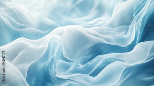 Abstract Blue Fabric Draped Waves Soft Texture