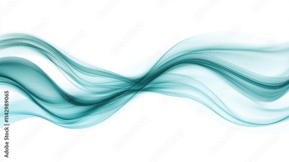 Abstract Teal Waves Flowing Gracefully Across White Background Abstract Teal Waves Flowing Gracefully Across White Background