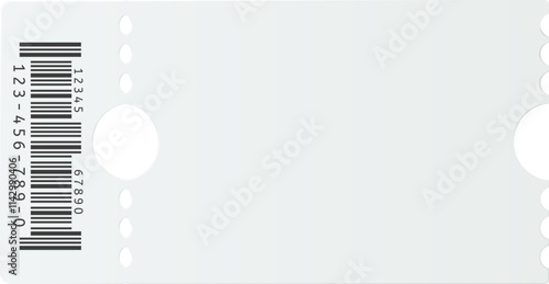 Clothing tag featuring a barcode and numeric details, designed with round holes for easy attachment to garments. Providing ample space for pricing and essential product information