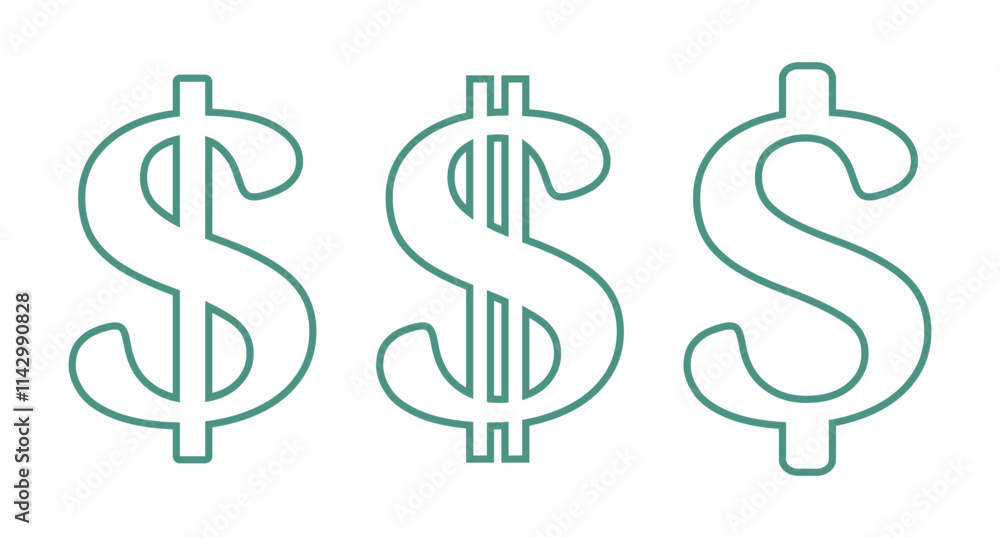 symbol dolara zestaw ikon, grafika wektorowa symbol dolara zestaw ikon, grafika wektorowa
