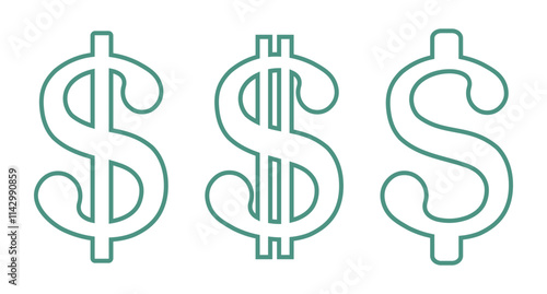 symbol dolara zestaw ikon, grafika wektorowa