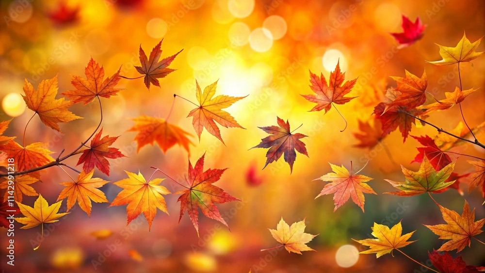 Vibrant Autumn Maple Leaves Falling, Colorful Nature Background, Fall Foliage Photography Vibrant Autumn Maple Leaves Falling, Colorful Nature Background, Fall Foliage Photography