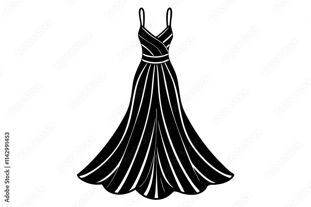 Trendy Layered Skirt Maxi Dress Vector with Adjustable Straps Trendy Layered Skirt Maxi Dress Vector with Adjustable Straps