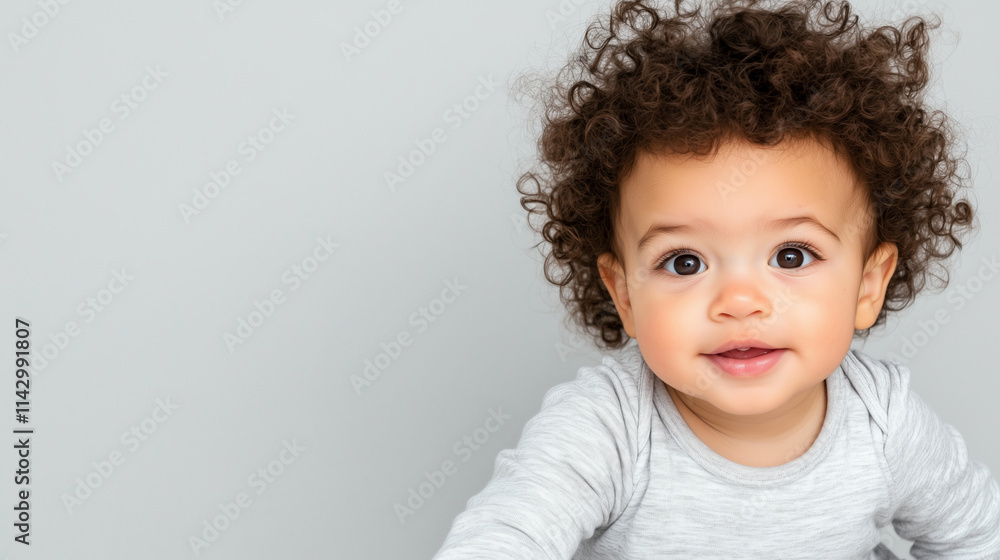 Naklejka premium A mixed-race toddler with curly hair